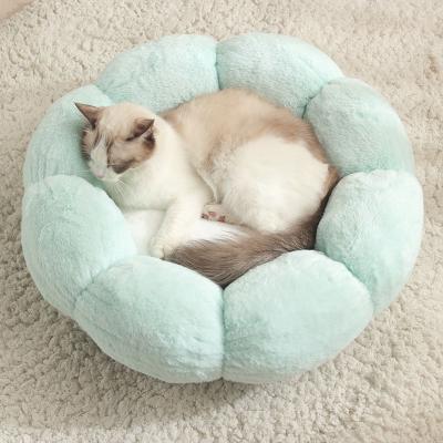 China Breathable Flower Shape Luxury Round Comfortable Deep Sleep Dog Bed Anti Worry Dog Bed Calming Dog Bed for sale