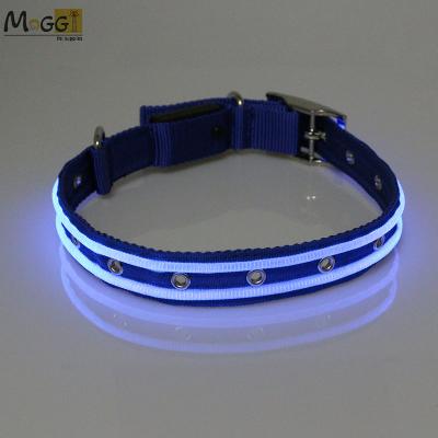 China Reflective 600*25mm Patented Waterproof Nylon Pet LED Fiber Optic Collar Safe At Night for sale