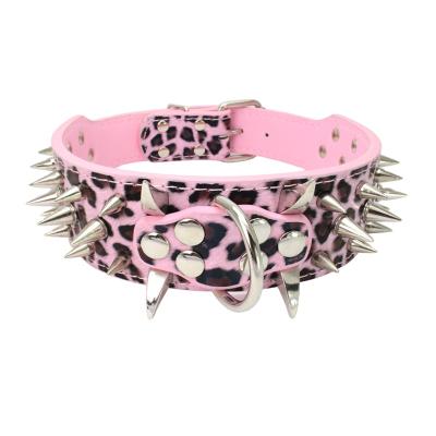 China XS-L Padded Fabrics Dog Collars Thick Silver Sharp Rivets Colored Dog Collar for sale