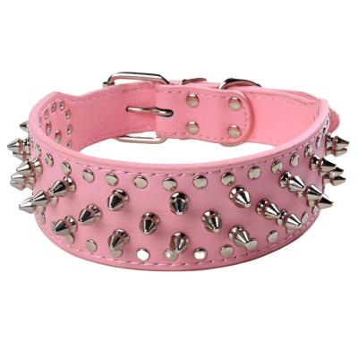 China 510*50mm Material High Quality Rivet Antibite PU Padded Leather Dog Collar With Buckle for sale