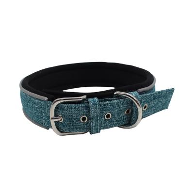 China 660*30mm Manufacturer Neoprene Padded Adjustable Unique Fabric Padded Reflective Dog Collars for sale