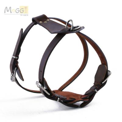 China Sustainable Production High Quality Leather Pet Training Harness Safer Dog Harness for sale