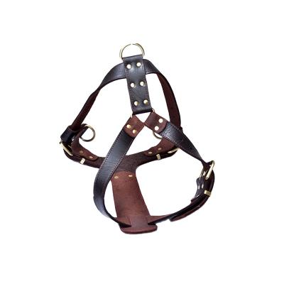 China Personalized Full Grain Soft Leather Dog Harness For Large Dog With Zinc Alloy Parts for sale