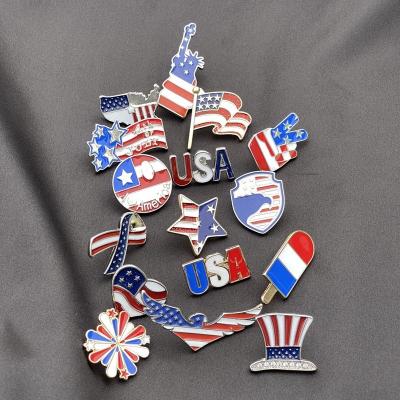 China ALLOY No Minimum Metal Pins Supplier Glitter Brooch USA Theme Hard Enamel Pin Soft Lapel Badge Manufacturer Custom Enamel Pins for sale