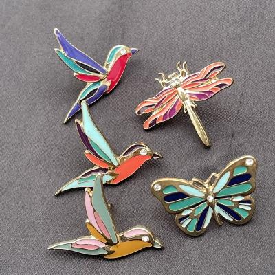 China ALLOY Qingdao Brooch Pins Custom Hard Enamel Pins Fabricate Enamel Pin Qinsource Metal Badge Factory Bird/Butterfly/Dragonfly Design for sale