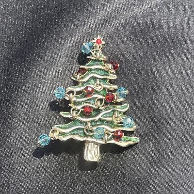 China Wholesale Zinc Alloy Cut Shiny Brooch Pin Custom Metal Christmas Tree From ALLOY Factory Supplier for sale