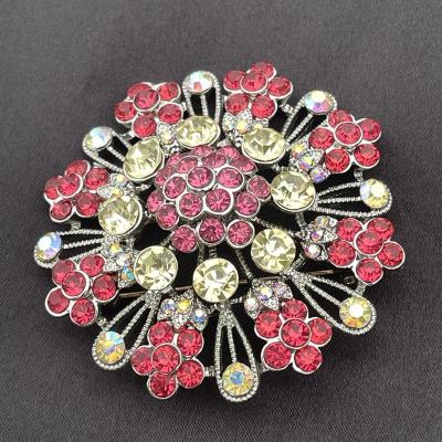 China ALLOY Qinsource Design Factory Direct Sale Crystal Rhinestones Large Size 70mm Flower Brooch Pins For Wedding Bouquets for sale