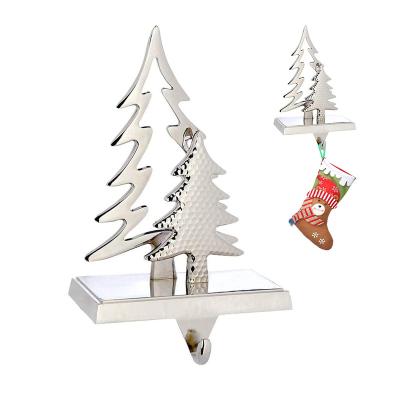 China Popular Christmas Gift Metal Double Tree Stocking Stand For Christmas Decoration for sale