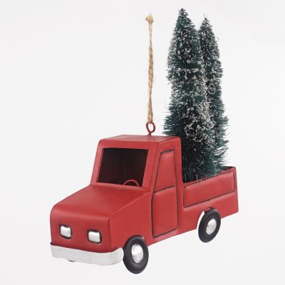 China Christmas Tree Hanging Vintage 3D Modell Cars Deco Christmas Tree Decoration Truck Car Hanging Ornaments With Tree for sale