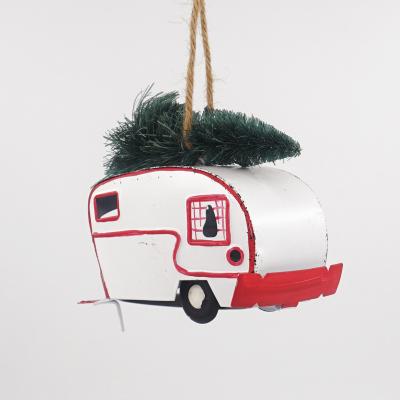 China Hanging Xmas Tree Christmas Tree Decoration Metal Camper Ornaments for sale