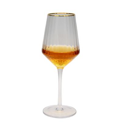 China New Popular Classic/Postmodern Crystal Embossed White Wine Glasses Gold Wine Glass For Bar for sale