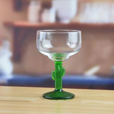 China Recycle Wholesale Handmade Blow Margarita Glass For Bar Cactus Cocktail Glass INS Funny Clear Mouth for sale