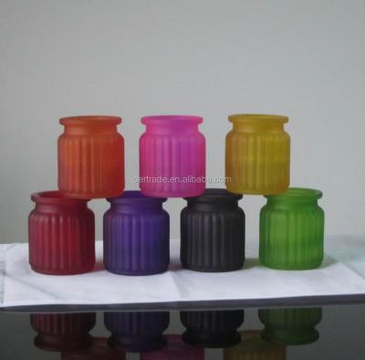 China Home Decoration Customized Painted Clear Glass Candle Jars For Candle Making for sale