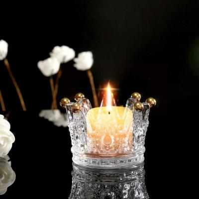 China Unique Morden Glass Votive Wreath Design Hand Painted Glass Candle Holders For Weddings for sale