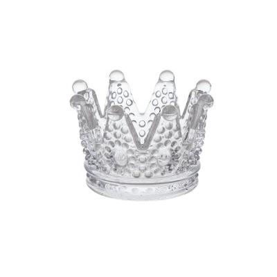 China Who respects the environment. Stored romantic transparent glass candle holder crown shaped glass tea light candle holder for sale