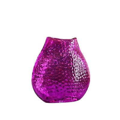 China CLASSIC Handmade Crystal Purple Colored Glass Flower Vase Decorative Vase for sale