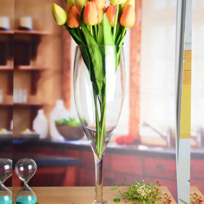 China CLASSIC Customized Classic Glass Flower Vase Europe Style Long Stemed Wedding Table Vase For Party for sale