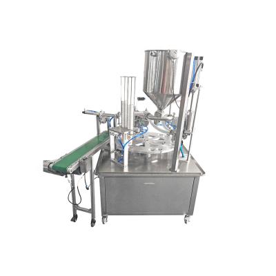 China 900cups Food Per Hour Rotary Type Yogurt Machine Liquid Filling Sealing Filling Machine for sale