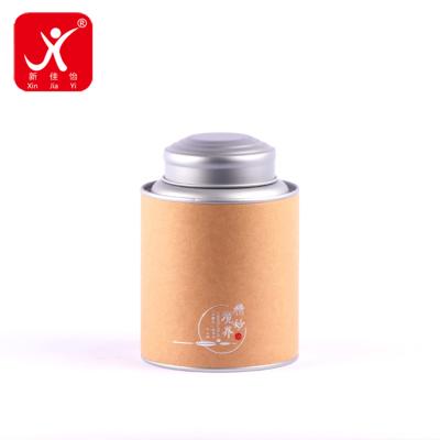 China Food Tea Xin Jia Yi Packaging Tea Paper Coffee Cans Wholesale Round Shape Craft Paper Composite Material Recyclable Tube With Double Tin Lid Box for sale