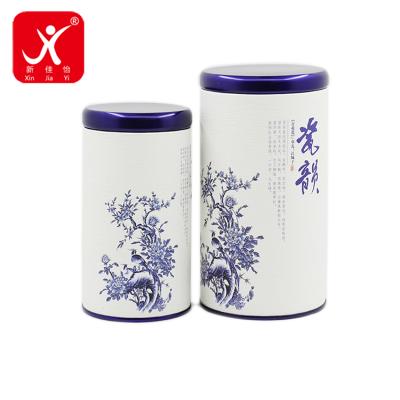 China Recycled Materials Xin Jia Yi Packaging Round Paper Cans For Loose Coffee Tea Green Sugar White Cardboard With Metal Lid Cans Paper Tube From China for sale