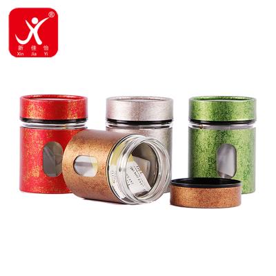 China Fancy Recycled Materials Xin Jia Yi Packaging Glass Bottle Paper Tube And Plastic Screw Lid With Window 500g Clear Colored Green Tea Cans for sale