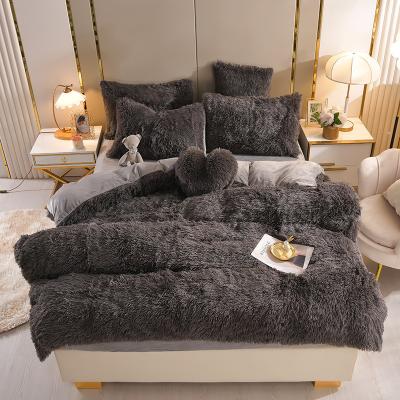 China Dropshipping 4Pcs Bedding Set Shaggy Soft Coral Fleece Warm Anti-static Mink Velvet Duvet Cover Super Comfortable Comforter Cover Set Beds for sale