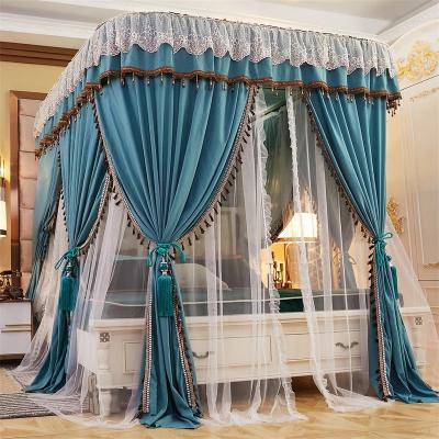 China 2021 New Palace Folded Bracket Floor-standing Fixed Encryption Thickened Mosquito Net Summer Household Princess Wind Powder for sale