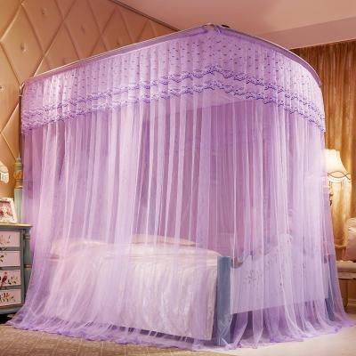 China Dropshipping Extra Large U-shaped Telescopic Folded Summer Square Floor Stand Mosquito Net For Girls Bed for sale