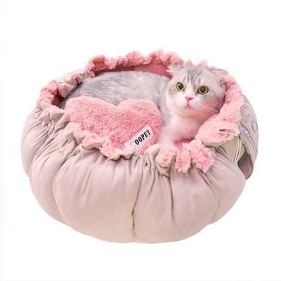 China Dropshipping Travel Pet Supplies Sleeping Kandang Cushion Soft Faux Fur Cat Nest Round Dog Cage Kennel For Small Dog for sale