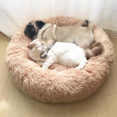 China 2021 Best Selling Travel Dropshipping Product Plush Memory Foam Cat House Pet Mat Bed Orthopedic Round Dog Bed For Dogs for sale