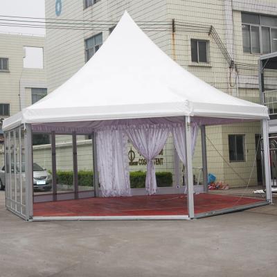 China PVC COSCO Customized Outdoor Aluminum Metal Frame Canopy Pyramid Wedding Gazebo for sale