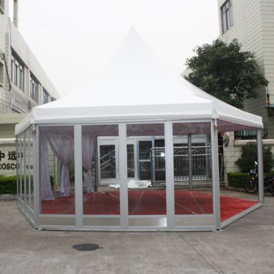 China COSCO Customized Permanent Wind Resistant Hexagonal Wedding Pagoda Gazebo Tent With 3*3m Floor for sale