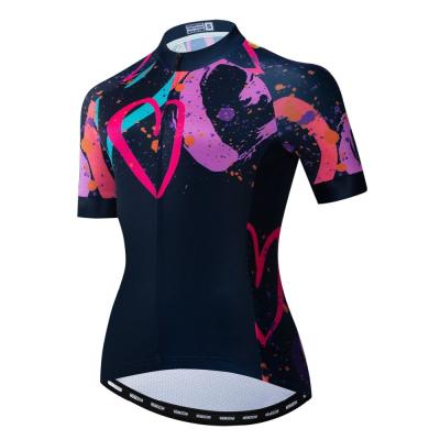 China Breathable Wholesale Cheap Design Your Own Bicycle Wear Womens Cycling Clothing Jersey Top for sale