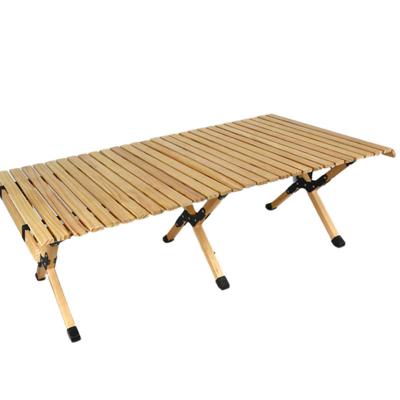 China Portable Outdoor Camping Wood Portable BBQ Folding Table Picnic Table Eggs Roll Egg BBQ Table Home Small Size for sale