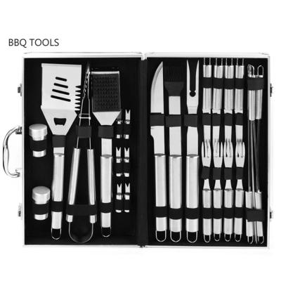 China Easily Cleaned Drop Shipping Best Gift For Man 26pcs Outdoor Barbecue Tool With Aluminum Case Barbecue for sale