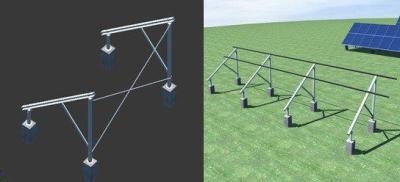 China Concrete Base Solar Panel Ground Mounting Systems Double Pole Type for sale