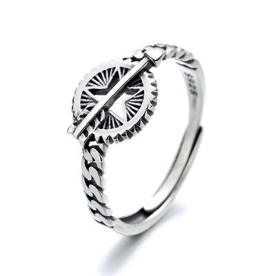 China Vintage NINE Retro Fine Jewelry Women's Engagement 925 Sterling Silver Rings Cupid Eros Arrow Eternity Ring for sale