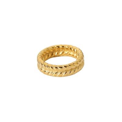 China FASHIONABLE NINE Newcomer Punk Jewelry 18K Gold Plated Stainless Steel Rings Exaggerated Wheat Twisted Rings For Men for sale