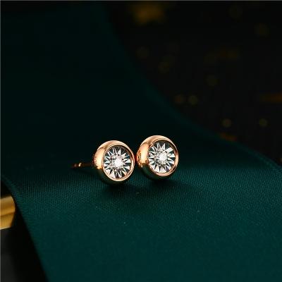 China Fashionable NINE Hot Selling Natural Diamond 18K Solid Gold Ball Stud Earrings Jewelry Women Real Wholesale for sale