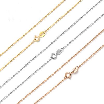 China Customized New 1MM 9K 14K 18K Solid Gold Cable Chain Necklace Chain Necklace NINE FASHIONABLE Thin Pure Gold Design Customized for sale