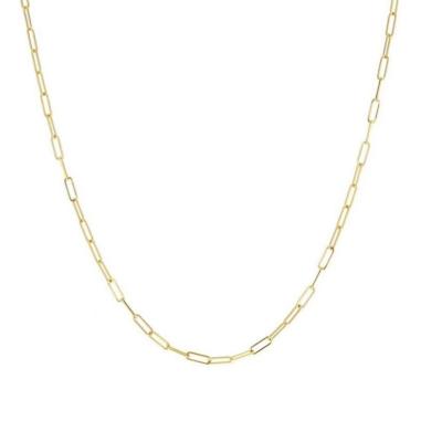 China HIP HOP NINE Available in Various Lengths 14k/18K Pure Gold Oval Necklaces for Women Girls Paperclip Chain Necklaces for sale