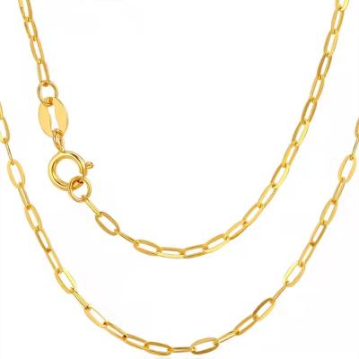 China Hip Hop NINE New Arrival 18K Yellow Gold Adjustable Length Big Gold Paper Clip Link Chain Solid Chain Necklace Jewelry for sale