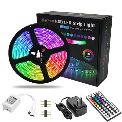 China Waterproof Flexible Theme Park 5M 12V 5050 RGB LED Strip Light Outdoor IP65 SMD Adapter+ IR 44keys for sale