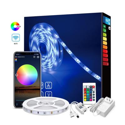 China Warehouse 5M 10m 15M 20M Led Strip 5050rgb 60LED Waterproof Led Strip Set With Remote Control Music LED Strip Light Kit For Decoration for sale