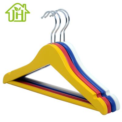 China Wholesale Color Wooden Hanger Log Children Dimension Factory Brand Wooden Coat Hangers For Suit Garment for sale