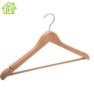 China Hanger With Notches In Two Ends Luxury High Quality Customized Customized Non Slip Wooden Coat Hangers With Trouser Bar for sale