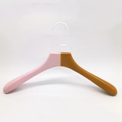 China Assorted colors wholesale high quality anti-theft wide rail coat wardrobe combination wooden clothes hanger for sale