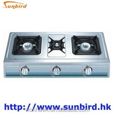 China Top Gas Ceramic/Glass-Glass Cooker with 3 Burners for sale