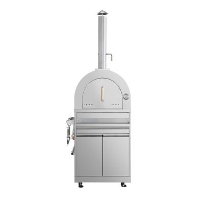 China Easily Assembled High End 304SS Wood Fired Pizza Oven With Bottom Cabinet for sale