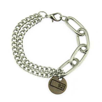 China Amazon Hot Sale Chain Bracelets Wholesaler Punk Vintage Layers Antique Copper Round Disc Charm Bracelets&bangles For Men's Gifts for sale